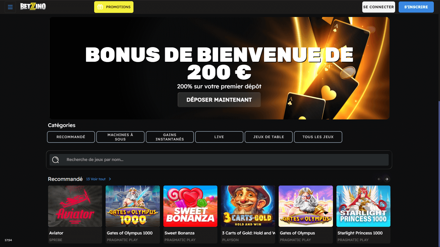 Betzino Casino Desktop screenshot